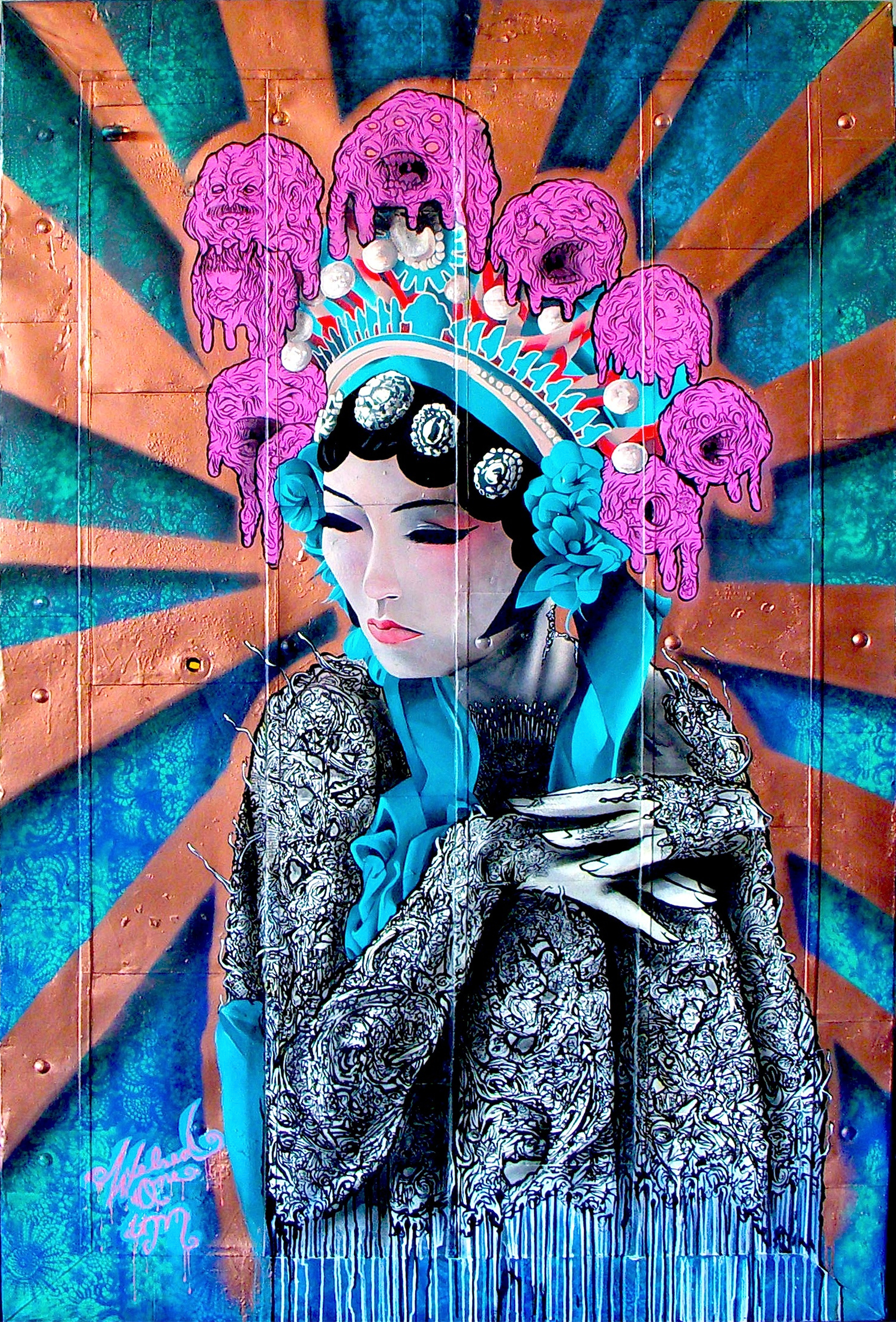 Tokyo Rose - Special Delivery 2012 Show by Wel Sed spray paint and acrylic on steel door