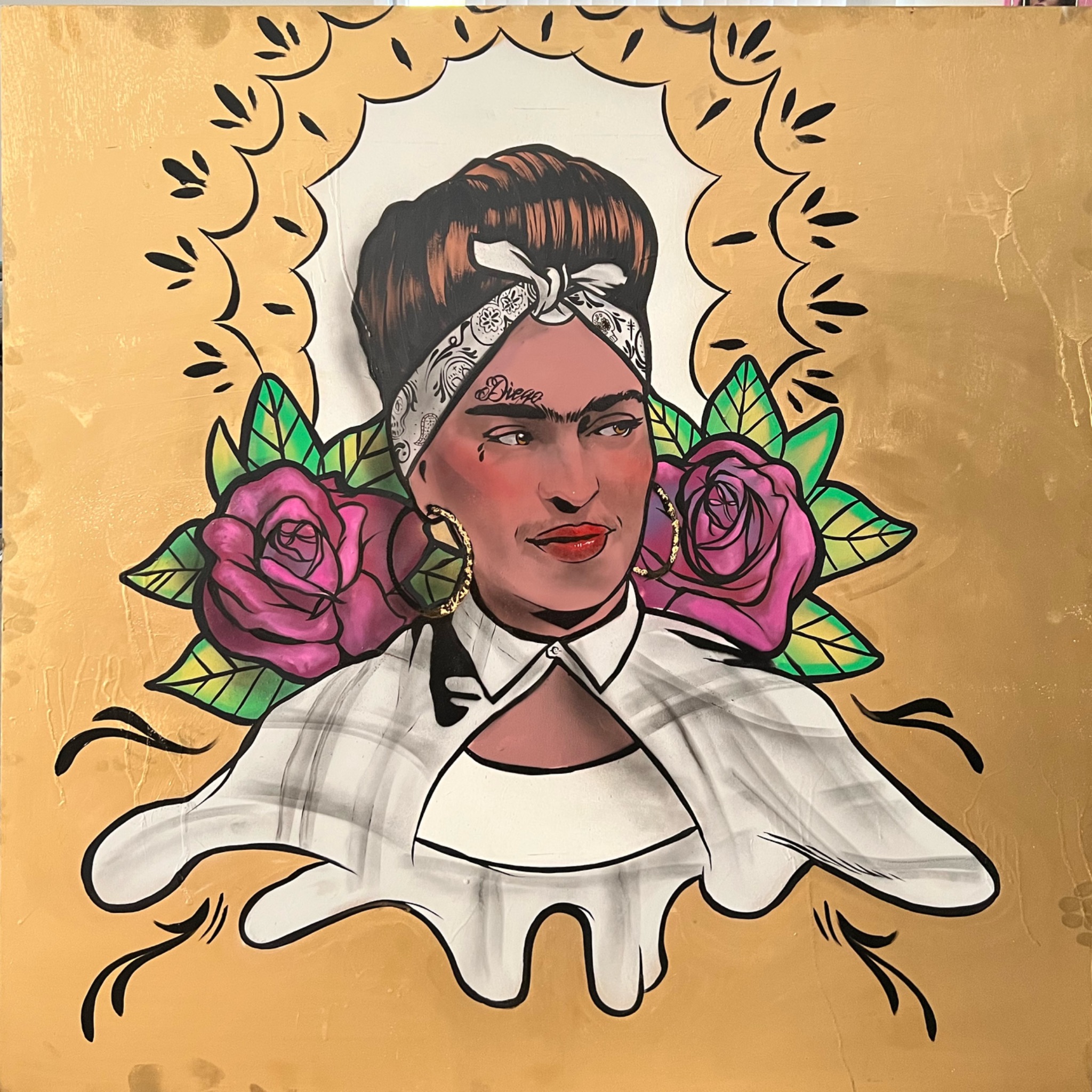 Frida Cholita by Northern California artist Wel Sed blending traditional and contemporary styles